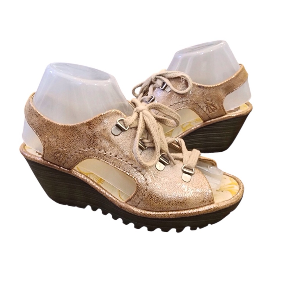 FLY London Lace Up Sandals Size 37 Ladies Renaissance Vintage Style Art Trendy
